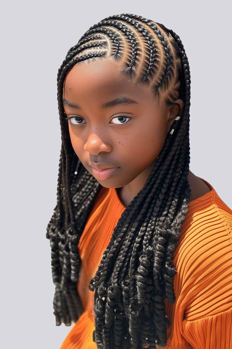 young girl wearing youth lemonade braids